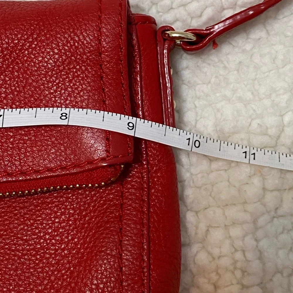 Kate Spade Vintage and Stunning Vibrant Red Leather Bag and Twilly